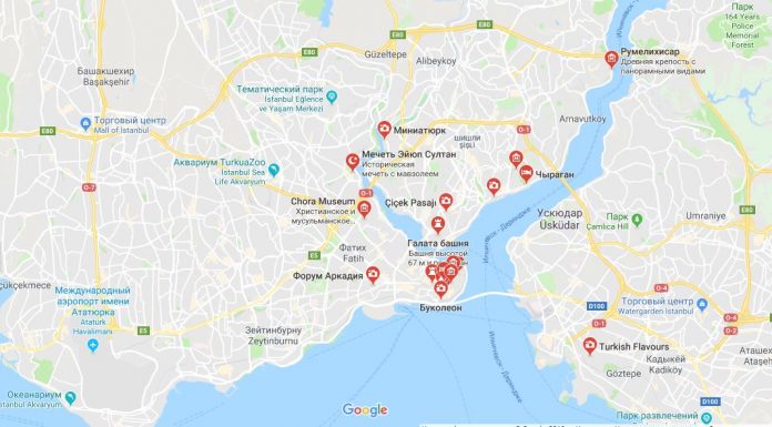 Достопримечательности на карте Стамбула