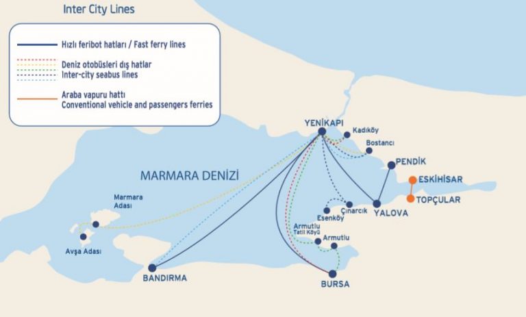 Маршруты паромов в стамбуле карта