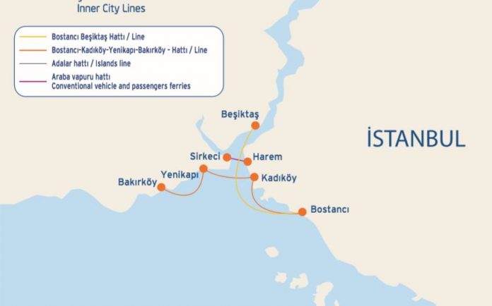 Маршруты паромов в стамбуле карта