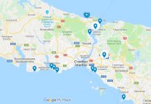 Пляжи Стамбула на карте