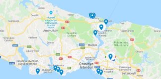 Пляжи Стамбула на карте