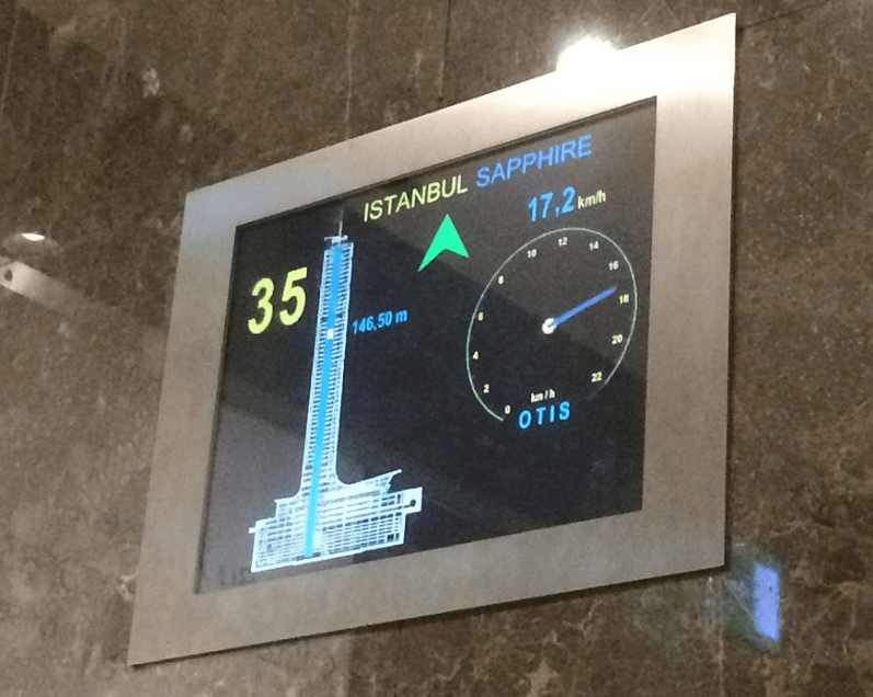 Дисплей лифта в небоскребе Сапфир