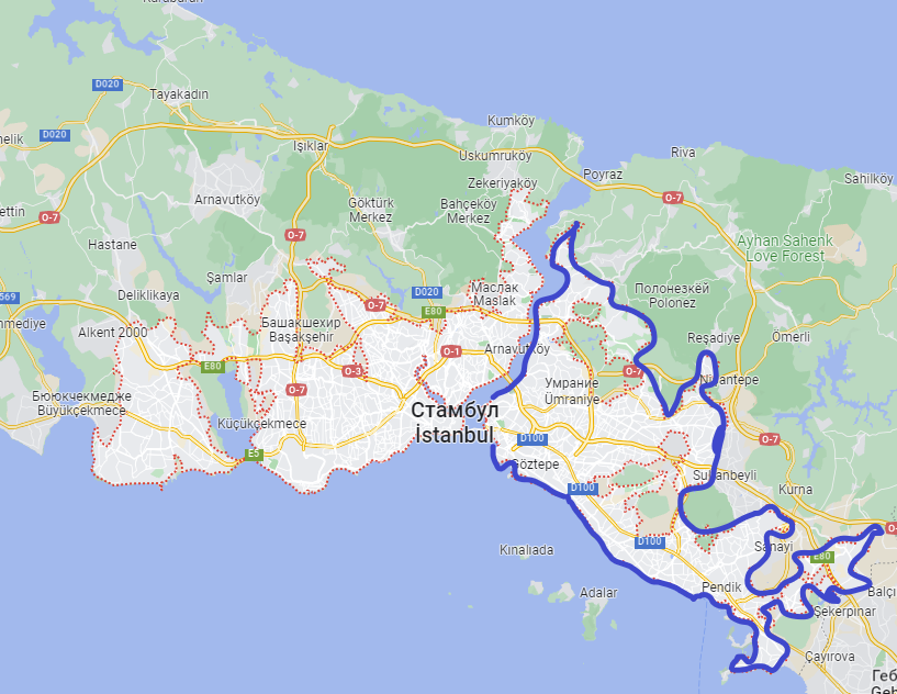 Азиатская часть Стамбула на карте